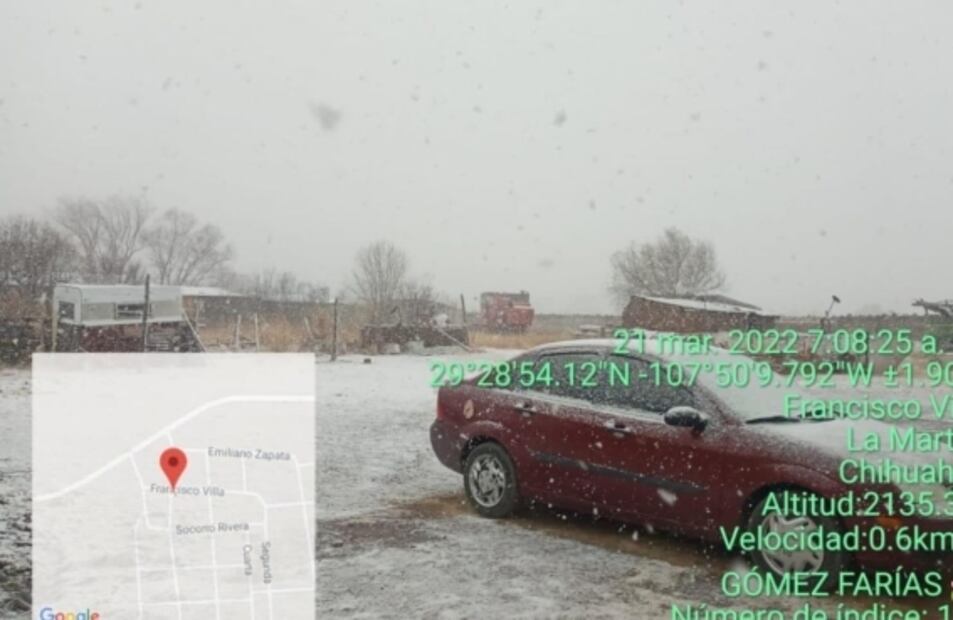 Cae nevada en plena primavera en municipios de Chihuahua