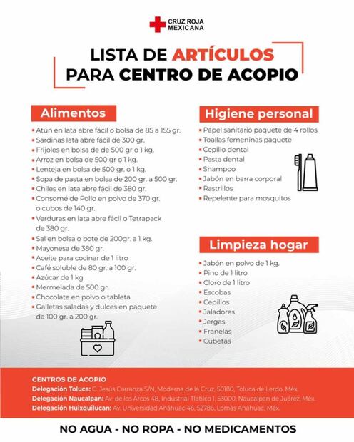 Centros de acopio de la Cruz Roja (13/10/2025). Foto: Captura de pantalla