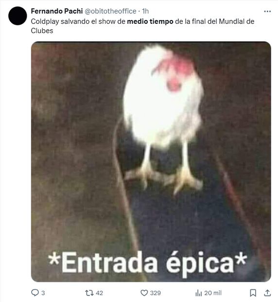 El show de medio tiempo en el 'Mundial de Clubes 2025' causó furor en redes sociales, usuarios compartieron sus reacciones y memes. Foto: Captura de pantalla 'X'