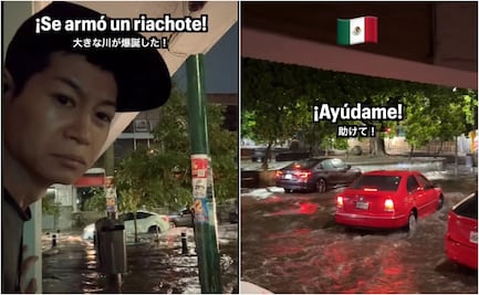 Lluvias en CDMX: japonés queda atrapado en severa inundación y se viraliza; "voy a nadar a mi casa con esta corriente"