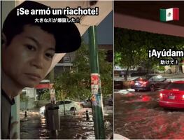 Lluvias en CDMX: japonés queda atrapado en severa inundación y se viraliza; "voy a nadar a mi casa con esta corriente"