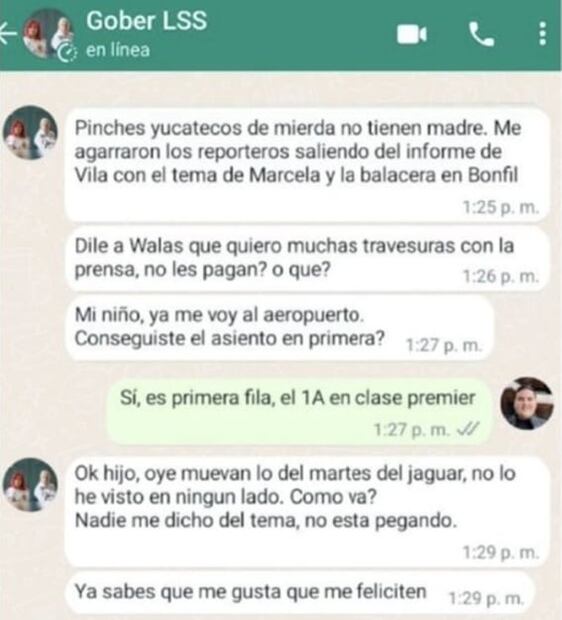 "Pin... yucatecos": Layda Sansores sobre reporteros, exhibe Proceso en supuestos chats