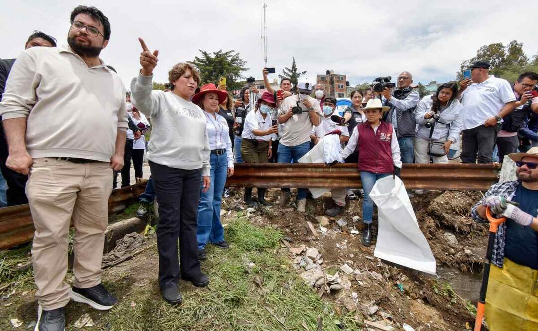 Gobernadora Delfina Gómez Álvarez en jornada de limpieza / Foto. Especial