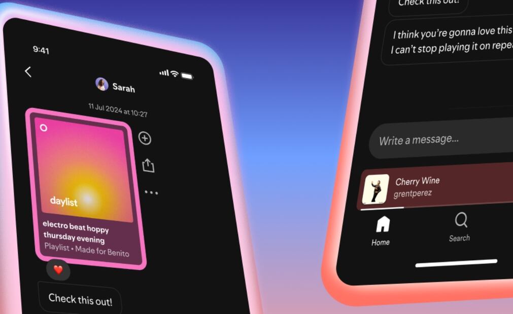 Spotify estrena "Mensajes", el chat secreto para compartir música. Imagen: Spotify