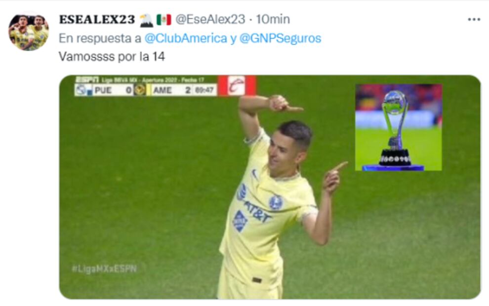 Aficionados del América festejan con memes su liderato del Apertura 2022
