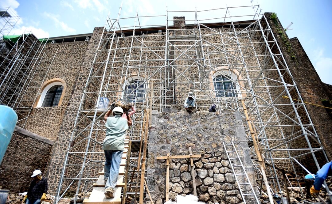 Reconstrucción del contrafuerte del Exconvento de San Juan Bautista. Fotos: Tony Rivera / EL UNIVERSAL