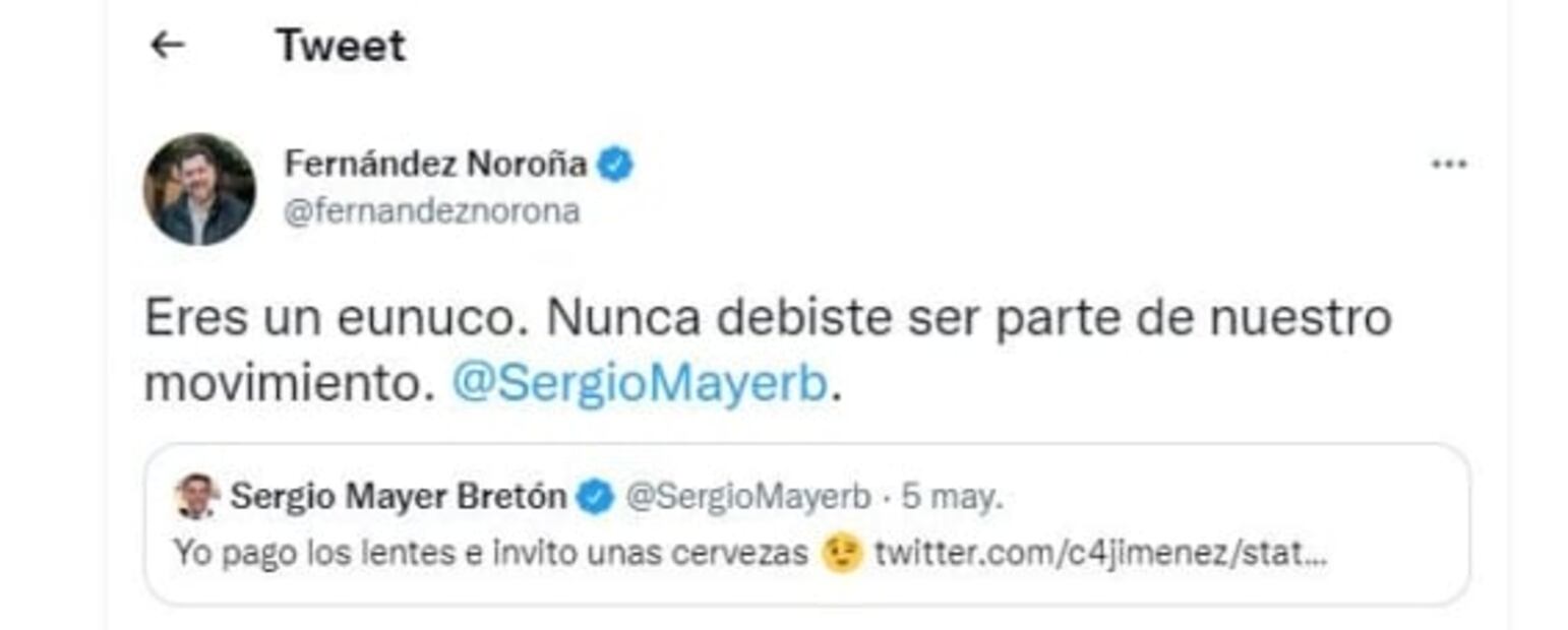 "Eres un eunuco. Nunca debiste ser parte del movimiento": Fernández Noroña se lanza contra Sergio Mayer