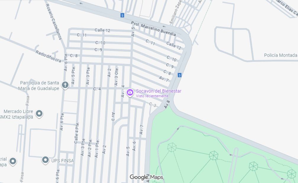 Imagen de Google Maps, en la que internautas ya han apodado a la ubicación como "socavón del Bienestar". Foto: Google Maps