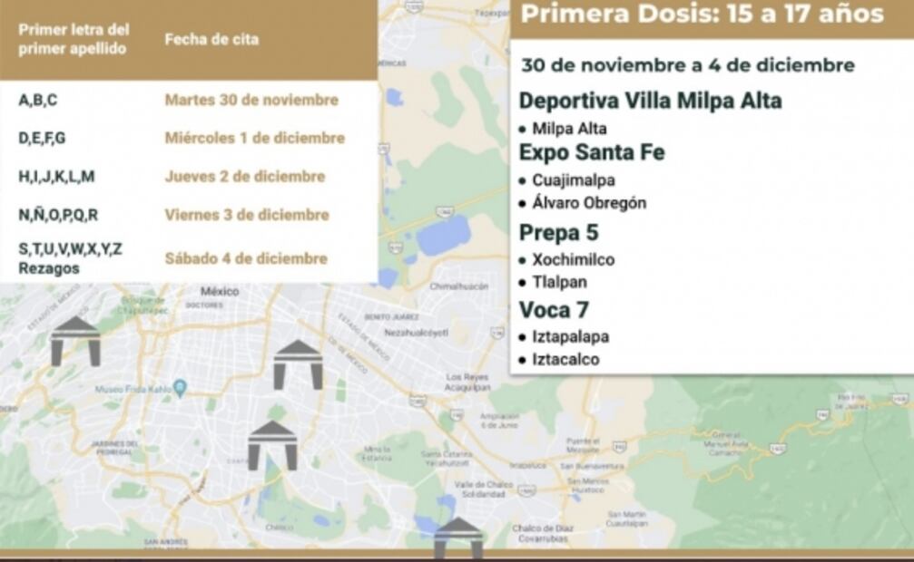 Estas son las fechas de vacunación para menores de 15 a 17 años en la CDMX