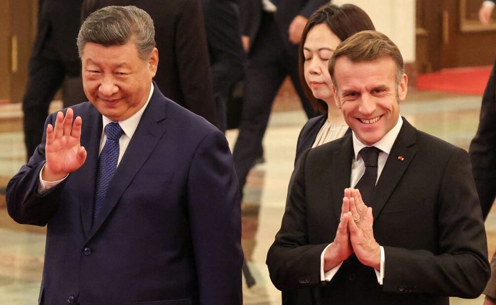 Los presidentes de China y Francia, Xi Jinping y Emmanuela Macro, respectivamente. (03/12/25) Foto: AFP