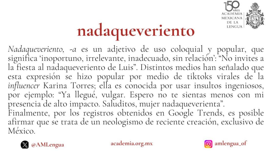 La publicación de la institución causó revuelo en la red. Foto: Academia de la Lengua Mexicana