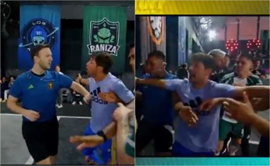 Ángel Reyna enfurecido contra el árbitro en la Kings League. FOTO: Captura de video