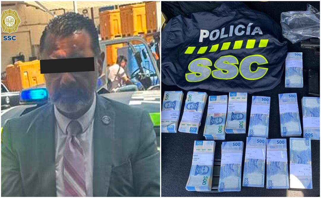 Hombre detenido en Lomas de Chapultepec con 700 mil pesos que no pudo acreditar. Foto: Especial