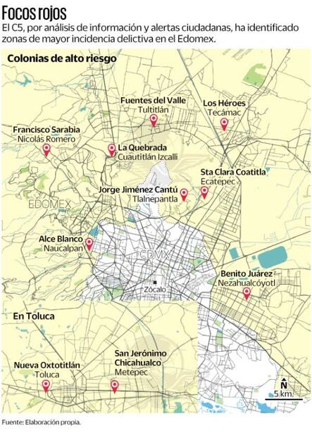 Refuerzan vigilancia en las 10 colonias más inseguras del Edomex