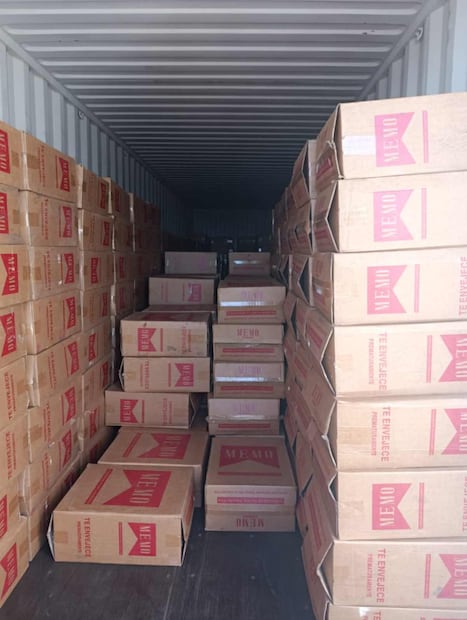 El Instituto Mexicano de la Propiedad Industrial realizó un decomiso de casi 5 millones de cigarros apócrifos "MEMO" en la aduana de Guaymas, Sonora, el pasado 24 de noviembre de 2025. Foto: Especial