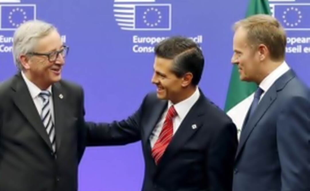 Peña Nieto and the President of the European Commission, Jean-Claude Juncker (l) and the President of the European Council, Donald Tusk. (Photo: Reuters)