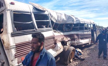 Tren de carga arrolla autobús con jornaleros en Sonora