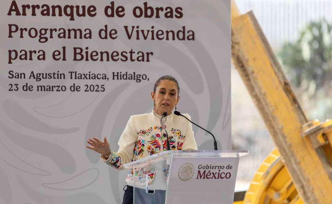La presidenta Claudia Sheinbaum Pardo encabeza el Arranque de Obras del Programa de Vivienda para el Bienestar, en San Aguistín Tlaxiaca, Hidalgo. 23/03/2025. Foto Hugo Salvador. EL UNIVERSAL