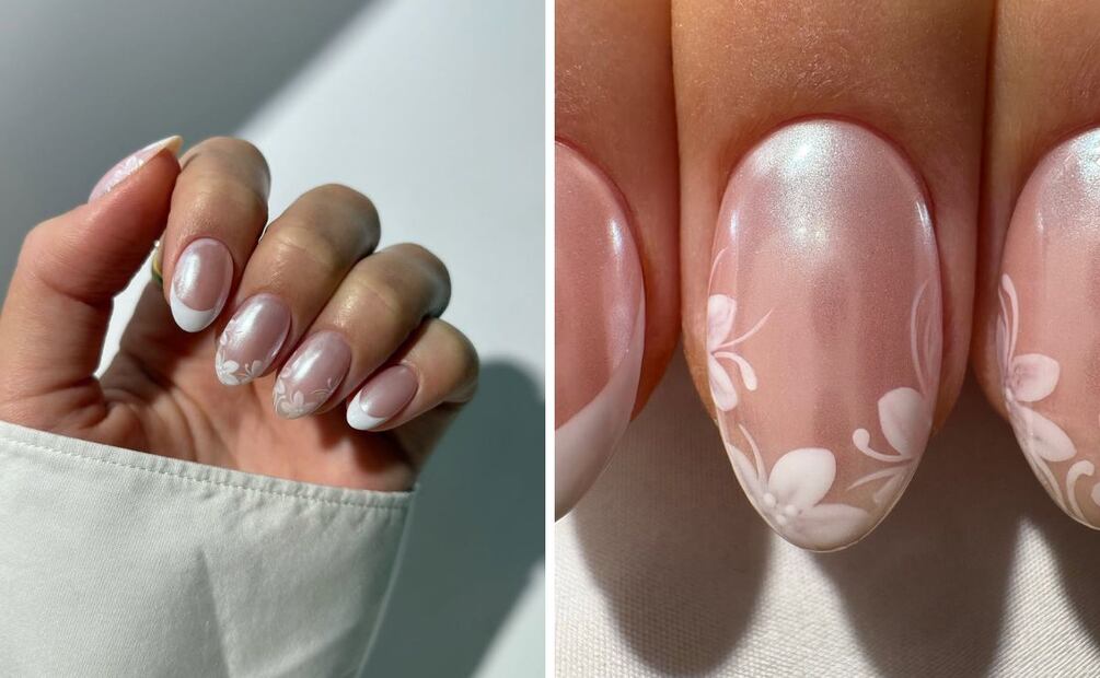 El diseño floral se puede adaptar a la manicura "iced french". Foto: Especial. Instagram