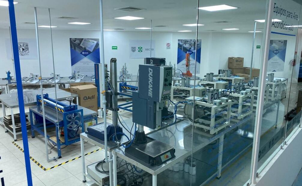 Fábrica de Mascarillas de Protección y Alta Eficiencia N95. | Imagen proporcionada por el Ingeniero: Alejandro Ramírez Reivich.