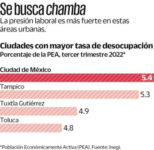 En 11 ciudades se ubican 67% de desocupados: Inegi