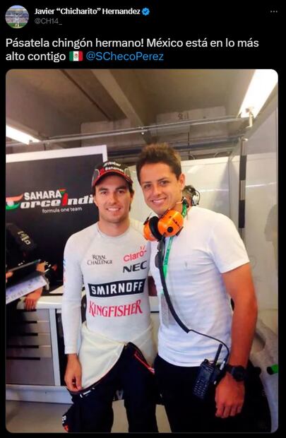 Checo Pérez recibió emotiva felicitación y reconocimiento por parte del Chicharito Hernández