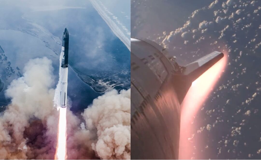 El megacohete Starship, de SpaceX. Foto:Tomadas de las redes sociales de Elon Musk y Space X.