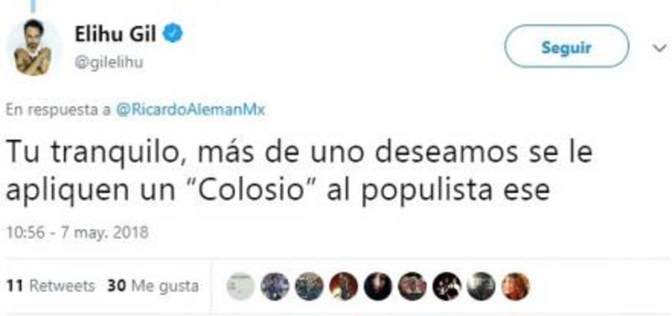 Ex compositor de Zoé apoya a Ricardo Alemán; desea un “Colosio al populista ese”