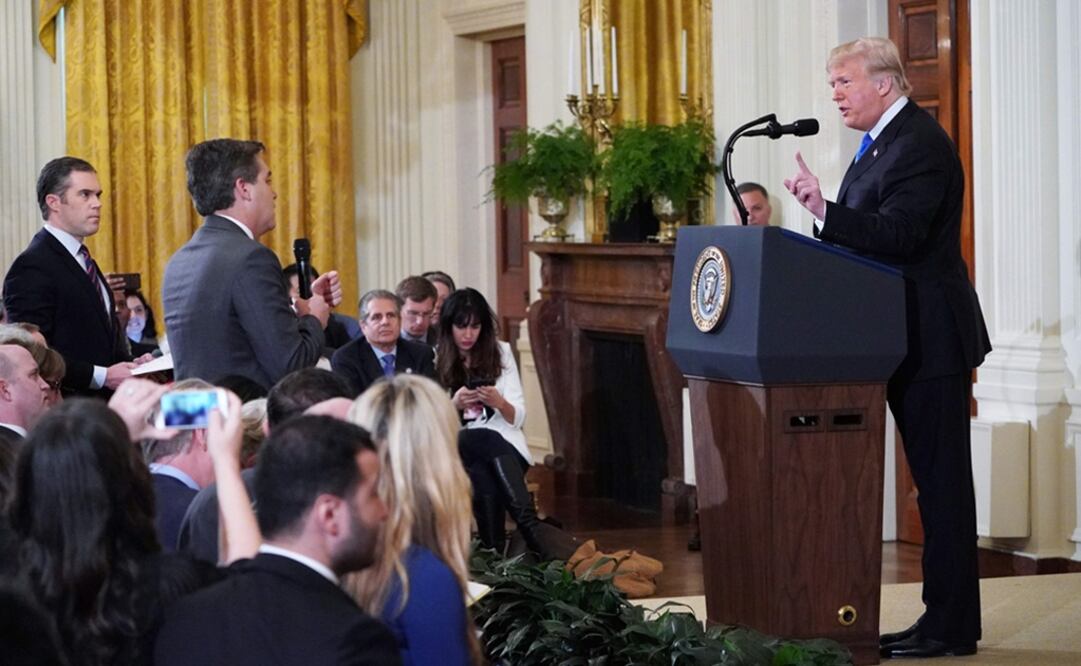 El presidente Donald Trump llamó "grosero" y "terrible persona" al periodista de CNN Jim Acosta este miércoles durante una rueda de prensa en la Casa Blanca. Foto: AFP 