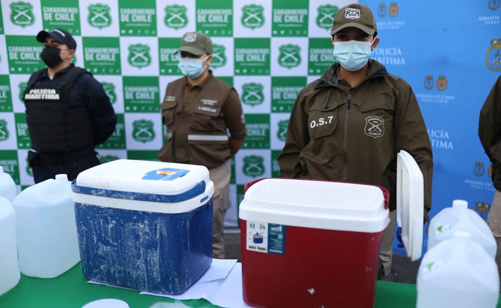 El gobierno de Chile anunció la mayor incautación de metanfetamina en su historia, con 844 kilos valorados en 16 millones de dólares. (10/01/25) Foto: AFP