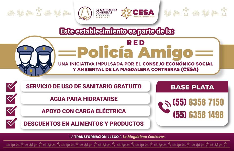 Más de 600 establecimientos ubicados en 19 colonias y cinco mercados públicos  de la alcaldía Magdalena Contreras se han sumado voluntariamente a la Red“Policía Amigo”. (Foto: especial)