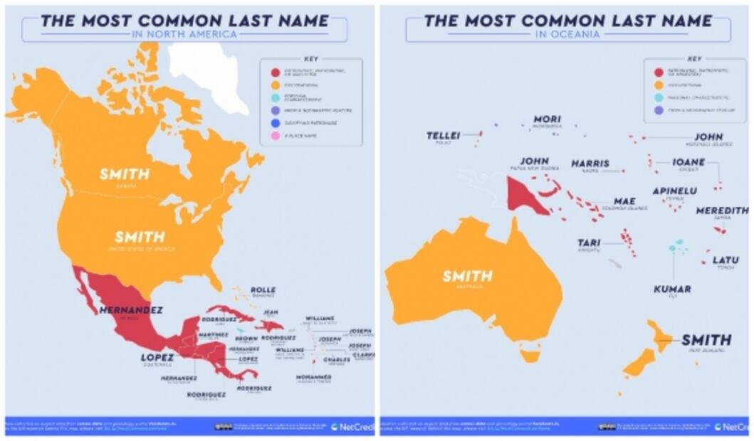 ¿Cuáles son los apellidos más comunes en el mundo? Mira este mapa