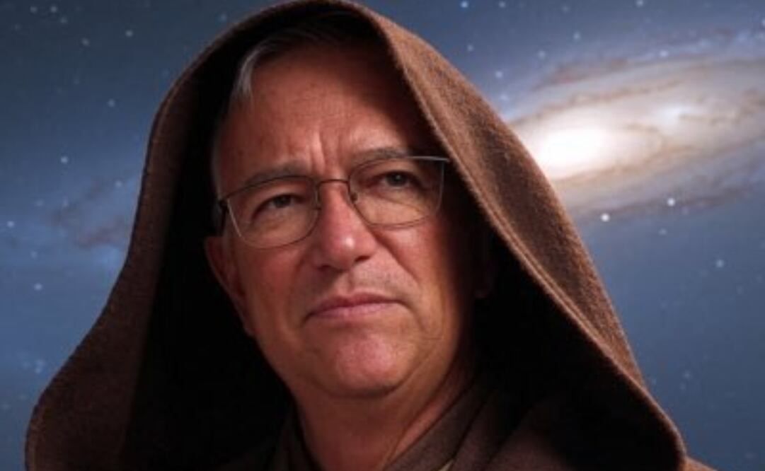 La imagen, generada con inteligencia artificial, lo muestra con un estilo inspirado en la saga de Star Wars, específicamente con la apariencia de Obi-Wan Kenobi.
Foto: Captura de pantalla en X