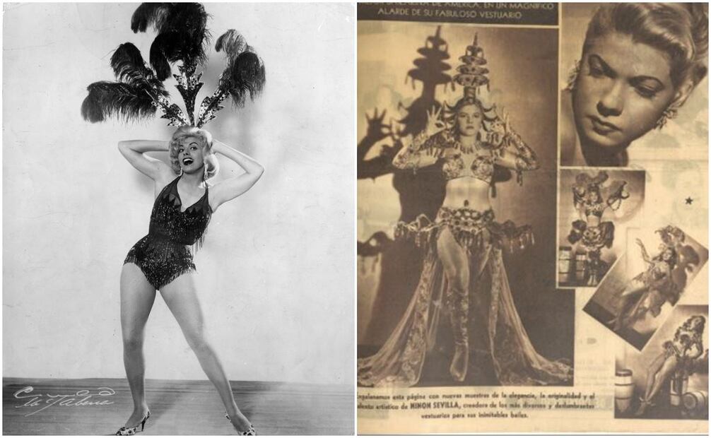 Ninón Sevilla sumó las plumas a sus atuendos para bailar. Foto: Fototeca/Hemeroteca EL UNIVERSAL.