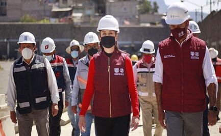 Sheinbaum visita a soldadores de la CDMX durante supervisión del Trolebús Elevado 