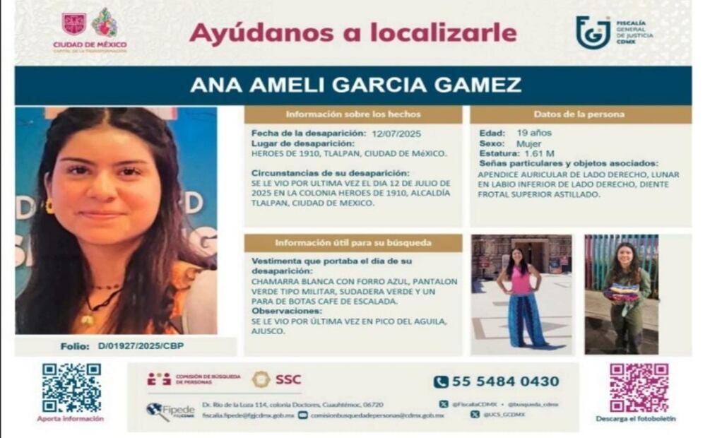 Buscan a Ana Ameli. Foto: Especial