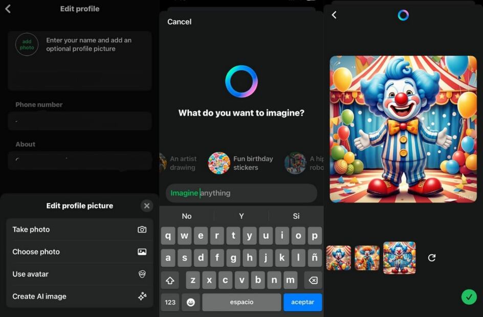 Cómo hacer fotos de perfil y grupo con IA de WhatsApp. Foto: Captura de pantalla