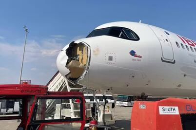VIDEO: Avión de Iberia aterriza de emergencia en Madrid tras impactar de frente con un ave; nariz queda destruida
