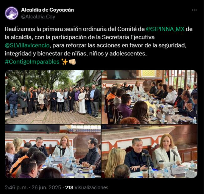 Anuncian las sesión ordinaria de SIPINNA (26/06/2025). Foto: Captura de pantalla