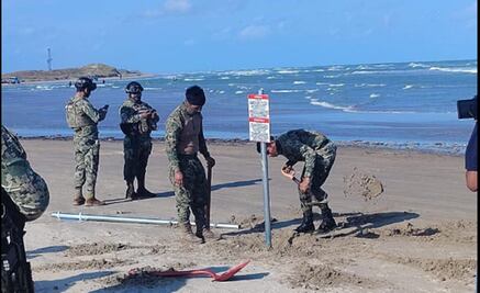 FOTOS: Intrusión en la frontera, estadounidenses colocan letreros de advertencia en playa de Tamaulipas