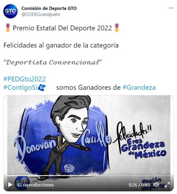 Donovan Carrillo gana el Premio Estatal del Deporte 2022