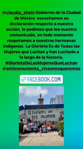 Creadoras de la “Glorieta de las mujeres que luchan” responden a Sheinbaum sobre retiro de antimonumenta
