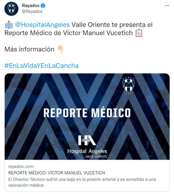 Rayados explica qué fue lo que le sucedió a Víctor Manuel Vucetich, quien acabó en el hospital
