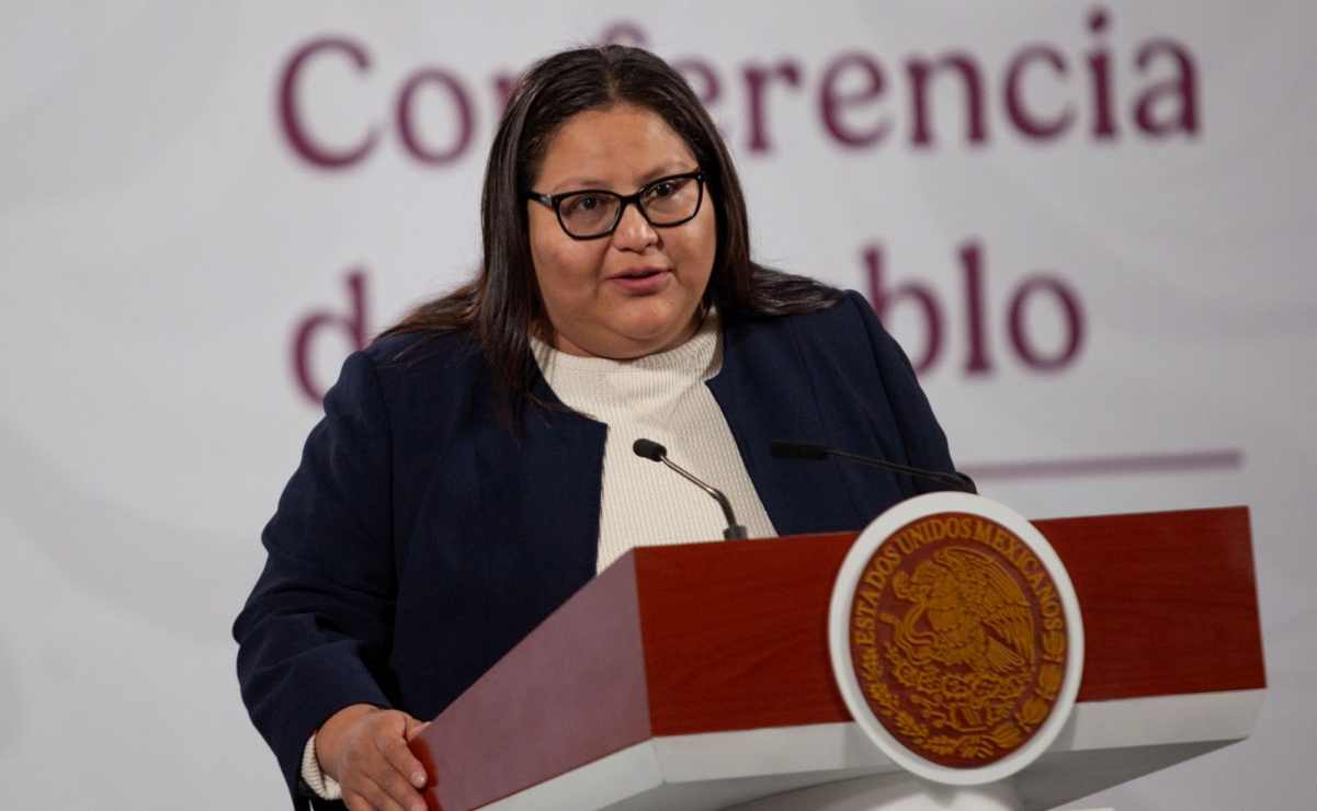 Citlalli Hernández, secretaria de las Mujeres, durante la mañanera del 6 de noviembre del 2025. Foto: Cuartoscuro