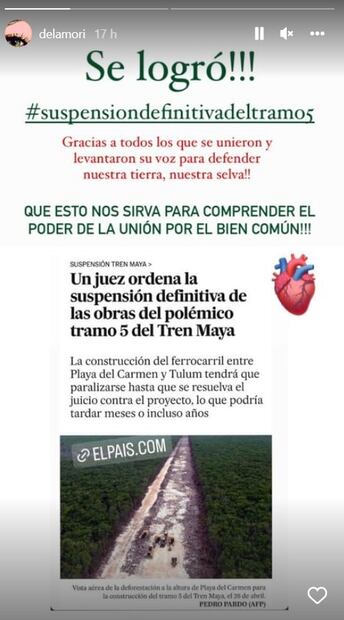 Tren Maya: Bárbara Mori, Miguel Rodarte y otros famosos celebran cancelación del tramo 5