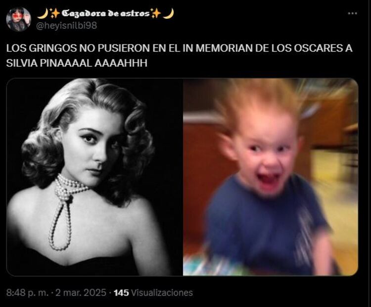 Premios Oscar 2025 olvida poner a Silvia Pinal en la transmisión de In Memoriam y usuarios explotan en redes. Foto: Captura de pantalla