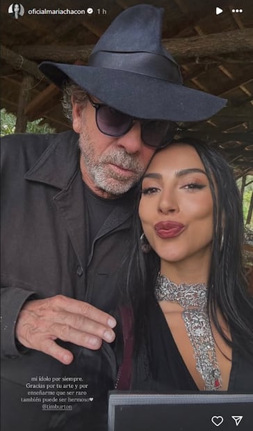 María Chacón presumió su encuentro con el icónico cineasta. Foto: Instagram.