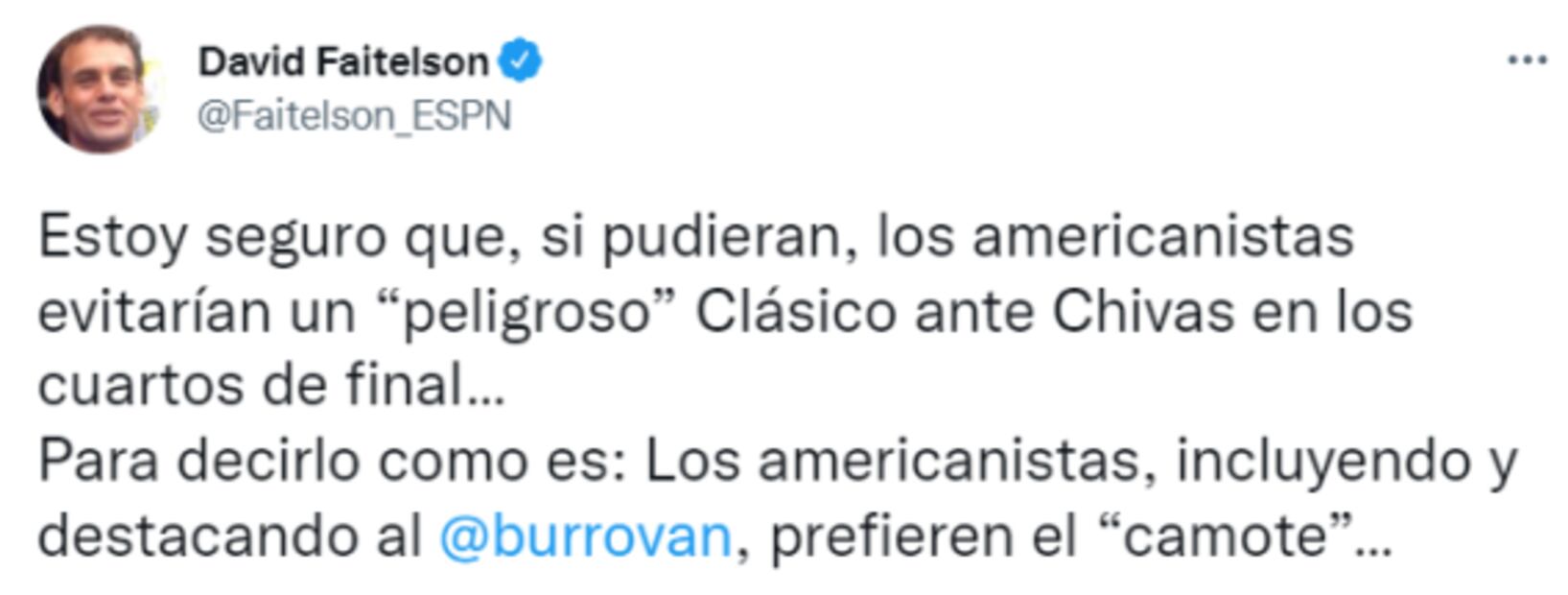 David Faitelson afirma que los americanistas “prefieren el camote”