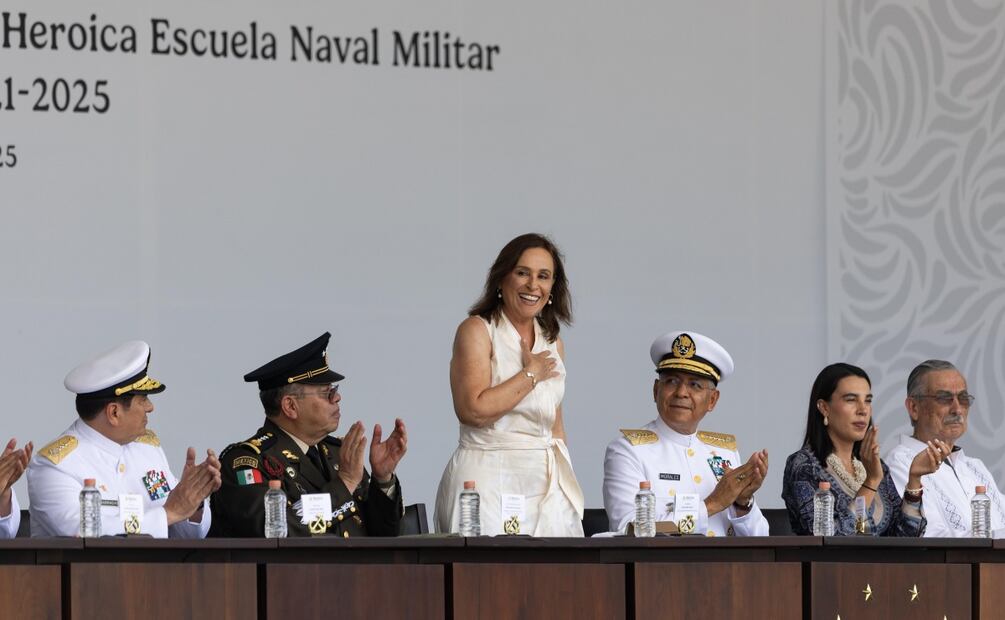 Gobernadora de Veracruz durante graduación de cadetes de la Marina (25/07/2025). Foto: Hugo Salvador  / EL UNIVERSAL