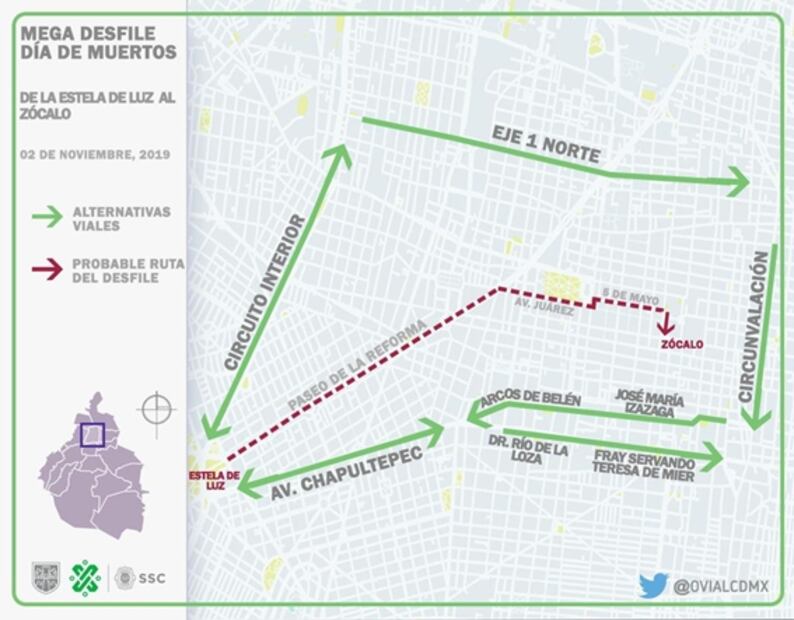 Alternativas viales para automovilistas por mega desfile de Día de Muertos en la CDMX